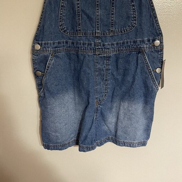 No Boundaries Women Sz L (11-13) Blue Denim Overall Shortalls NWT - Picture 2 of 12